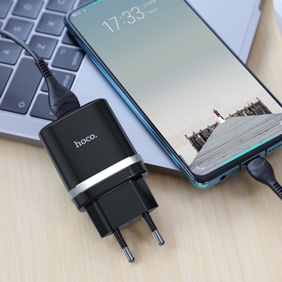 МЗП Hoco C12Q Smart QC3.0 3A (1USB-A) + кабель USB to Type-C Чорний МЗП Hoco C12Q Smart QC3.0 3A (1USB-A) + кабель USB to Type-C Чорний