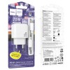 МЗП Hoco CS54A Surplus PD20W+QC3.0 (1USB-A/1C) + кабель Type-C to Type-C White
