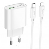 СЗУ Hoco C109A Fighter PD20W+QC3.0 (1USB-A/1C) + кабель Type-C to Lightning White