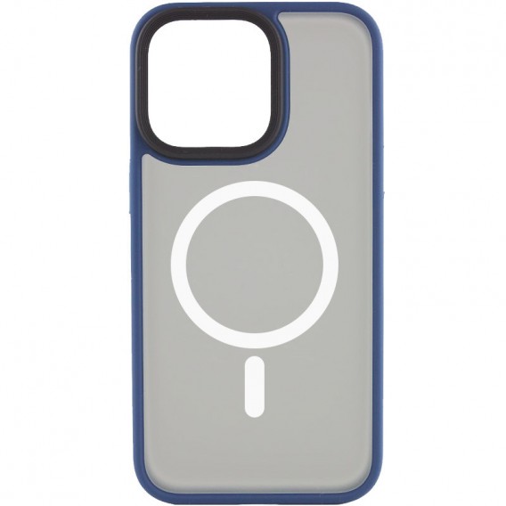 TPU+PC чохол Metal Buttons with MagSafe для Apple iPhone 12 Pro / 12 (6.1") Синій / Navy Blue