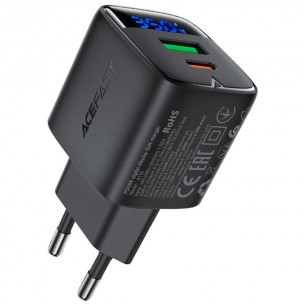 СЗУ Acefast A116 PD35W+QC3.0 GaN (1USB-A/1C) Black