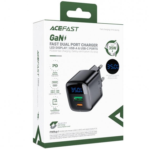 МЗП Acefast A116 PD35W+QC3.0 GaN (1USB-A/1C) Black МЗП Acefast A116 PD35W+QC3.0 GaN (1USB-A/1C) Black