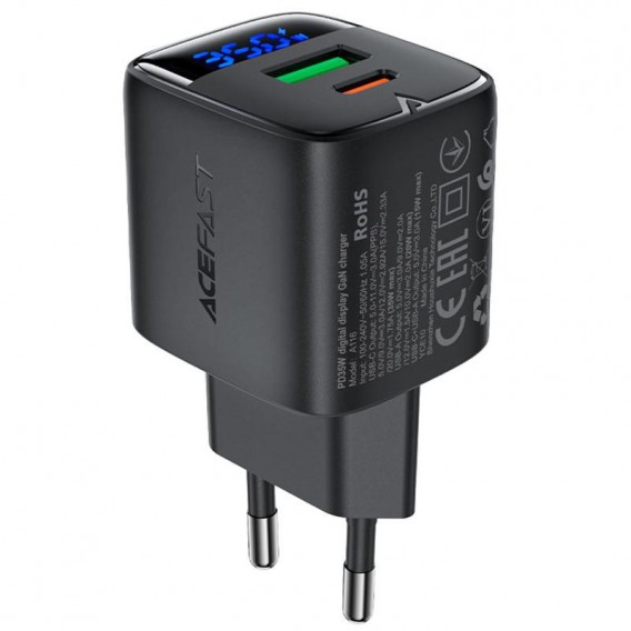МЗП Acefast A116 PD35W+QC3.0 GaN (1USB-A/1C) Black МЗП Acefast A116 PD35W+QC3.0 GaN (1USB-A/1C) Black