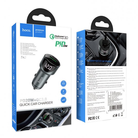 АЗП Hoco Z42 PD 20W + QC3.0 (1USB/3A) Сірий АЗП Hoco Z42 PD 20W + QC3.0 (1USB/3A) Сірий