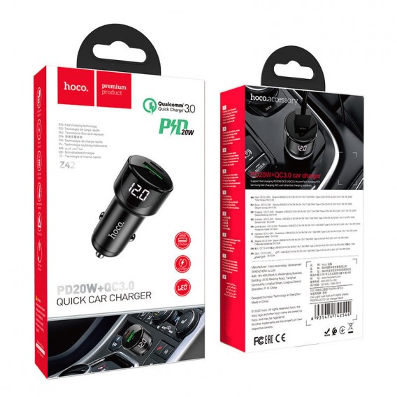 АЗП Hoco Z42 PD 20W + QC3.0 (1USB/3A) Чорний АЗП Hoco Z42 PD 20W + QC3.0 (1USB/3A) Чорний