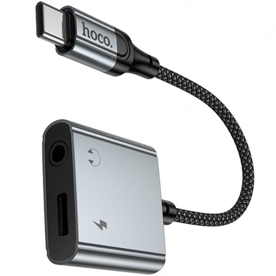 Перехідник Hoco UPA34 Type-C to Type-C + 3.5mm Metal gray Перехідник Hoco UPA34 Type-C to Type-C + 3.5mm Metal gray