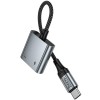 Перехідник Hoco UPA34 Type-C to Type-C + 3.5mm Metal gray