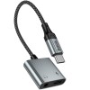 Перехідник Hoco UPA34 Type-C to Type-C + 3.5mm Metal gray