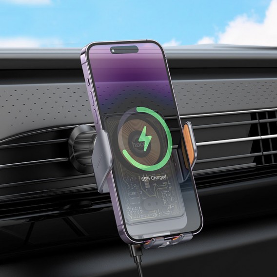 Автотримач з БЗП Hoco HW7 Transparent Discovery Edition (air outlet) Metal gray Автотримач з БЗП Hoco HW7 Transparent Discovery Edition (air outlet) Metal gray