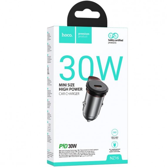 АЗП Hoco NZ16 Rigorous PD30W (1USB-C) Metal grey АЗП Hoco NZ16 Rigorous PD30W (1USB-C) Metal grey