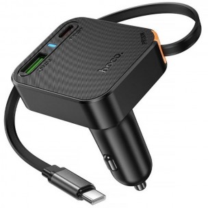 АЗУ Hoco NZ18 Guardian PD65W with retractable cable (1USB-A/2C) Black АЗУ Hoco NZ18 Guardian PD65W with retractable cable (1USB-A/2C) Black