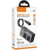 АЗП інвертор Hoco Z66 New PD66W+QC3.0 (2USB-A/1C/2xSocket) (0.5m) Black