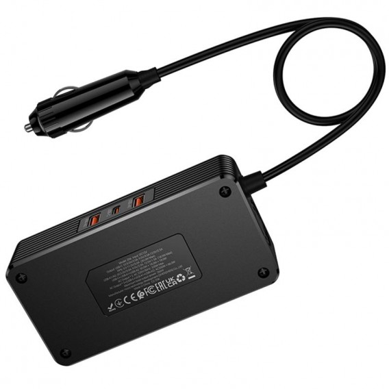 АЗП інвертор Hoco Z66 New PD66W+QC3.0 (2USB-A/1C/2xSocket) (0.5m) Black АЗП інвертор Hoco Z66 New PD66W+QC3.0 (2USB-A/1C/2xSocket) (0.5m) Black