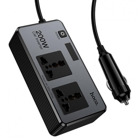 АЗП інвертор Hoco Z66 New PD66W+QC3.0 (2USB-A/1C/2xSocket) (0.5m) Black АЗП інвертор Hoco Z66 New PD66W+QC3.0 (2USB-A/1C/2xSocket) (0.5m) Black