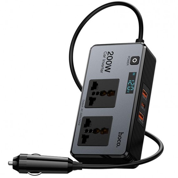 АЗП інвертор Hoco Z66 New PD66W+QC3.0 (2USB-A/1C/2xSocket) (0.5m) Black АЗП інвертор Hoco Z66 New PD66W+QC3.0 (2USB-A/1C/2xSocket) (0.5m) Black