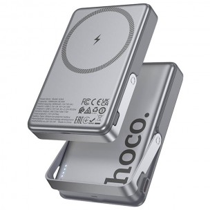 Портативний ЗП Power Bank Hoco Q36A Sunlight magnetic suction+holder PD20W з БЗП 10000 mAh Metal grey