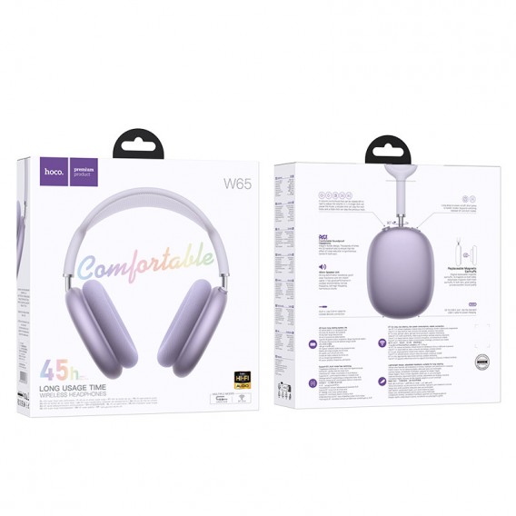 Накладні бездротові навушники Hoco W65 Happy Purple Накладні бездротові навушники Hoco W65 Happy Purple