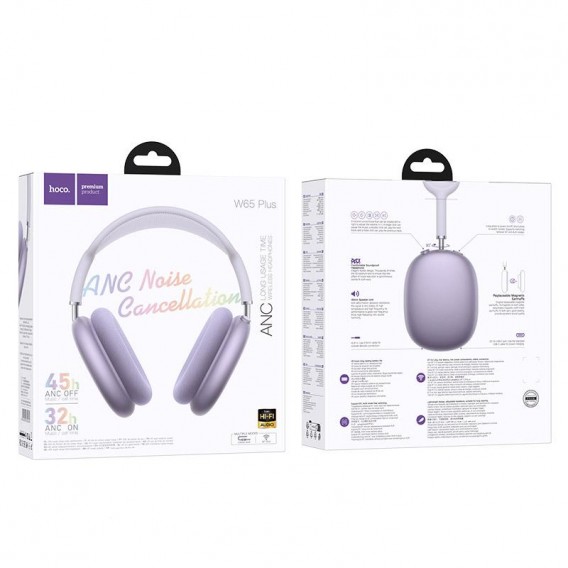 Накладні бездротові навушники Hoco W65 Plus Happy ANC Purple Накладні бездротові навушники Hoco W65 Plus Happy ANC Purple