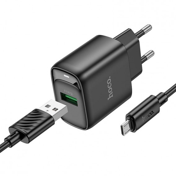 МЗП Hoco C140A Smart QC3.0 18W (1USB-A) + кабель USB to MicroUSB Black МЗП Hoco C140A Smart QC3.0 18W (1USB-A) + кабель USB to MicroUSB Black