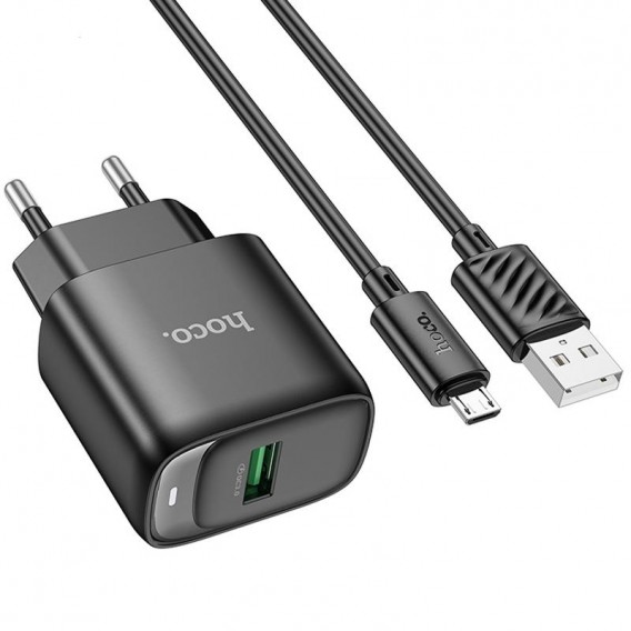 МЗП Hoco C140A Smart QC3.0 18W (1USB-A) + кабель USB to MicroUSB Black МЗП Hoco C140A Smart QC3.0 18W (1USB-A) + кабель USB to MicroUSB Black