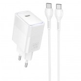 МЗП Hoco CS113A Lounge PD40W (1USB-C) + кабель Type-C to Type-C White МЗП Hoco CS113A Lounge PD40W (1USB-C) + кабель Type-C to Type-C White