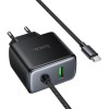 МЗП Hoco C164A New PD30W+QC3.0 (1USB-A/1C) + встроенный кабель Type-C Black