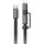 Дата кабель Hoco X125 Surplus 2in1 Type-C to Lightning/Type-C 60W (1m) Black