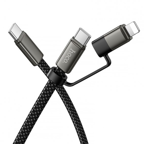 Дата кабель Hoco X125 Surplus 2in1 Type-C to Lightning/Type-C 60W (1m) Black Дата кабель Hoco X125 Surplus 2in1 Type-C to Lightning/Type-C 60W (1m) Black