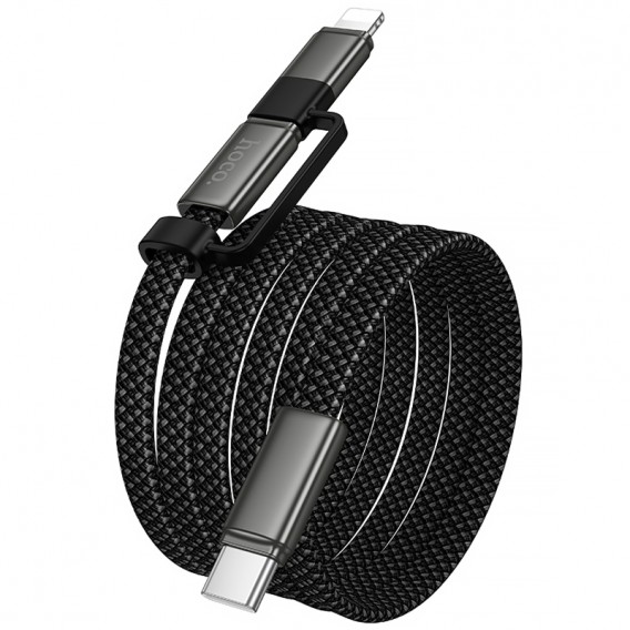 Дата кабель Hoco X125 Surplus 2in1 Type-C to Lightning/Type-C 60W (1m) Black Дата кабель Hoco X125 Surplus 2in1 Type-C to Lightning/Type-C 60W (1m) Black