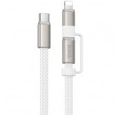 Кабель Hoco X125 Surplus 2-в-1 USB-C - USB-C / Lightning, 1 m, 60 W, білий Кабель Hoco X125 Surplus 2-в-1 USB-C - USB-C / Lightning, 1 m, 60 W, білий