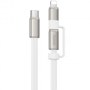 Дата кабель Hoco X125 Surplus 2in1 Type-C to Lightning/Type-C 60W (1m) White Дата кабель Hoco X125 Surplus 2in1 Type-C to Lightning/Type-C 60W (1m) White