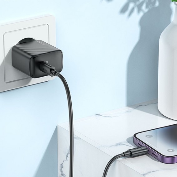 МЗП Hoco CS22A Value PD30W (1USB-C) + кабель Type-C to Lightning Black МЗП Hoco CS22A Value PD30W (1USB-C) + кабель Type-C to Lightning Black