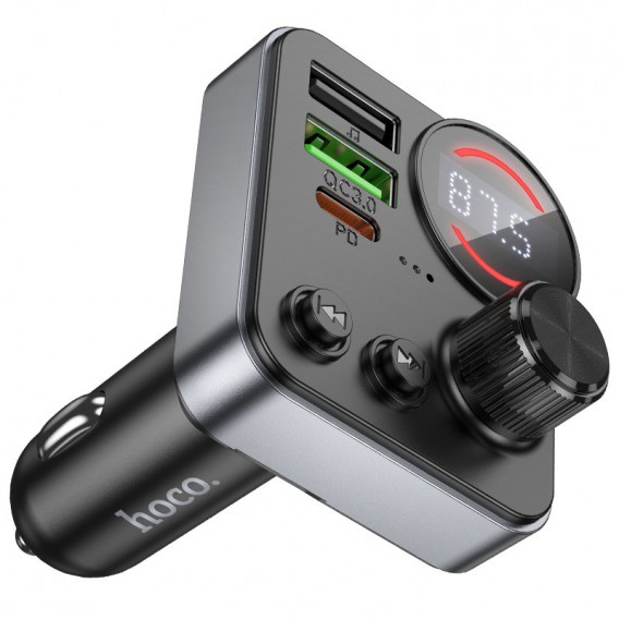 АЗП FM модулятор Hoco E86 Alegria PD30W+QC3.0 48W (2USB-A/1C) Black