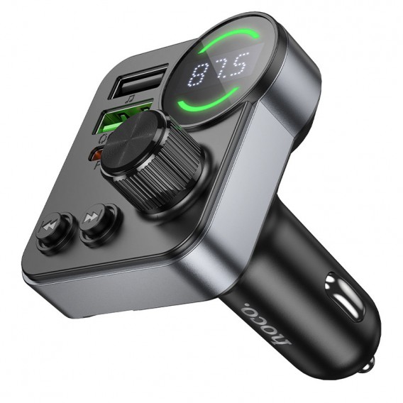 АЗП FM модулятор Hoco E86 Alegria PD30W+QC3.0 48W (2USB-A/1C) Black