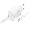 МЗП Hoco C143A Benefit PD20W (1USB-C) + кабель Type-C to Type-C White