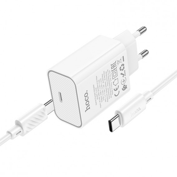 МЗП Hoco C143A Benefit PD20W (1USB-C) + кабель Type-C to Type-C White