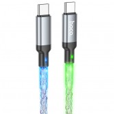 Кабель Hoco U112 Shine USB-C - USB-C, 1 m, PD 60 W, с подсветкой, серый