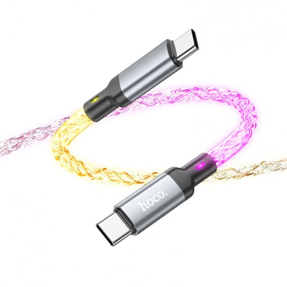 Дата кабель Hoco U112 Shine Type-C to Type-C 60W (1m) Gray Дата кабель Hoco U112 Shine Type-C to Type-C 60W (1m) Gray