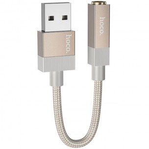 Аудіоадаптер Hoco UPA32D Clever USB-A - 3.5 мм, золотий