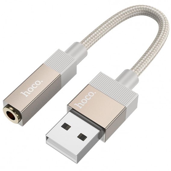Аудіоадаптер Hoco UPA32D Clever USB-A - 3.5 мм, золотий - зображення 2 