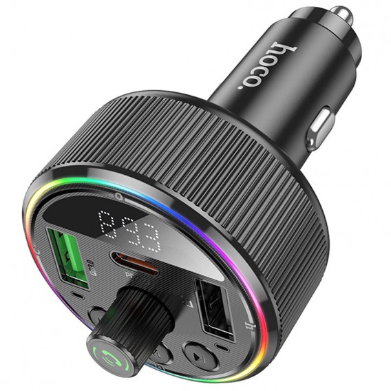 АЗП FM модулятор Hoco E82 Guerrero PD30W+QC3.0 (2USB-A/1C) Black
