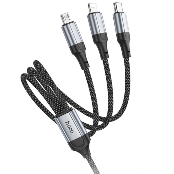 Дата кабель Hoco X102 Fresh 3in1 USB to Lightning + MicroUSB + Type-C (1m) Black Дата кабель Hoco X102 Fresh 3in1 USB to Lightning + MicroUSB + Type-C (1m) Black