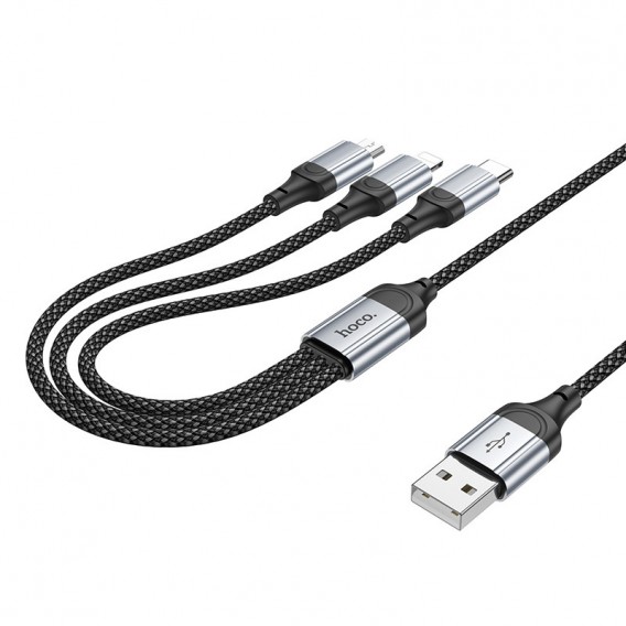 Дата кабель Hoco X102 Fresh 3in1 USB to Lightning + MicroUSB + Type-C (1m) Black Дата кабель Hoco X102 Fresh 3in1 USB to Lightning + MicroUSB + Type-C (1m) Black