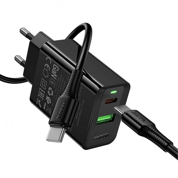 МЗП Hoco CS95A Leader PD30W+QC3.0 (1USB-A/1C) + кабель Type-C to Type-C Black МЗП Hoco CS95A Leader PD30W+QC3.0 (1USB-A/1C) + кабель Type-C to Type-C Black