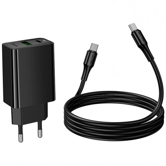 МЗП Hoco CS95A Leader PD30W+QC3.0 (1USB-A/1C) + кабель Type-C to Type-C Black МЗП Hoco CS95A Leader PD30W+QC3.0 (1USB-A/1C) + кабель Type-C to Type-C Black