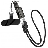Кабель Hoco X126 Experto USB-C - USB-C, 35 cm, 60 W, з тримачем і ремінцем, чорний Кабель Hoco X126 Experto USB-C - USB-C, 35 cm, 60 W, з тримачем і ремінцем, чорний