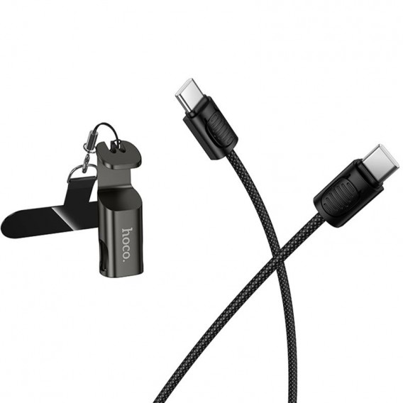 Дата кабель Hoco X126 Experto Type-C to Type-C 60W + Phone Holder & Lanyard (0.35m) Black Дата кабель Hoco X126 Experto Type-C to Type-C 60W + Phone Holder & Lanyard (0.35m) Black