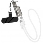 Кабель Hoco X126 Experto USB-C - USB-C, 35 cm, 60 W, з тримачем і ремінцем, світло-сірий Кабель Hoco X126 Experto USB-C - USB-C, 35 cm, 60 W, з тримачем і ремінцем, світло-сірий