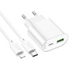 МЗП Hoco C109A Fighter PD20W (1USB-C) + кабель Type-C to Lightning White