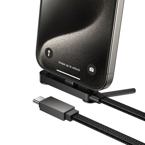 Дата кабель Hoco U150 Exquisite side plug and stand Type-C to Type-C 60W (1.2m) Black Дата кабель Hoco U150 Exquisite side plug and stand Type-C to Type-C 60W (1.2m) Black